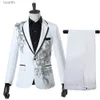 Herrdräkter Blazers Elegant Appliced ​​Two-Piece Men's Suit for Wedding Banket Host Dance Prom Men Blazer Chinese Stylel231130