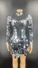 Scene Wear Outfit Bar Dance Costume Prom Party Dresses Sparkly Silver Sequin Kort klänning Kvinnor Birthday Celebrate Mirror