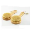 Spazzole da bagno Spugne Scrubber Spazzola per corpo pelle secca con manico corto in legno Setole di cinghiale Scrubber doccia esfoliante Masr Sn4189 Drop Oti3W