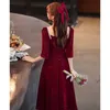 Party Dresses Bride's 2023 Summer and Autumn Immortal Wine Red Engagement Dresses for and Opening Ceremony