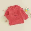 Cardigan Pudcoco Infant Baby Boy Girl الحياكة اللون الصلبة ذات الأكمام الطويلة الأزر