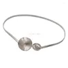 Belts Elastic Metal Waist For Dresses Silver Gold Color Ladies Stretch Skinny Female Round Leaf Buckle Women