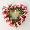 Dekoracyjne kwiaty wieńce walentynki do drzwi frontowych kształt serca sztuczny kwiat róży Garland Silk Fałszywe pionikowate ściana ślubna dekoracja 231129