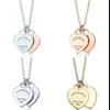 Collana classica in argento sterling 925 con pendente a doppio cuore gioielli di moda da donna originale 11 ritorno di alta qualità 210621273e