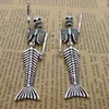 Charms 2pcs/Lot 18x75mm Retro Style Arm Adjustable Mermaid Skeleton Pendant Punk Necklaces DIY Charm Metal Jewelry Crafts Making