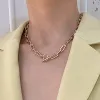 Punk Women's Neck Chain Gold Color Kpop On the Neck Pendant And Necklace Pearl Beads Choker Jewelry 2023 Collar For Girl Chocker