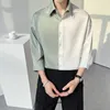 Men's Dress Shirts Summer Short Sleeve Shirt Men Fashion Society Mens Korean Loose Oversized Ice Silk Office Formal