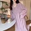 Women's Sleepwear Coral Velvet Nightgowns Women Winter Thicker Keep Warm V-neck Outwear Sexy Solid Sweet Home Nightdress Comfortable