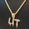 Hot Sale Inlaid 925 Silver Name Pendant Man and Women Hip Hop Moissante 18K Gold Plating Letter Pendant Necklace