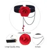 Choker Chokers Rote Rose Schwarz Mode Blumenkette Dekor Halskette Gothic Für Frauen Halloween Nachtclub Party Zubehör