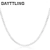 Catene 925 collana in argento sterling 18/09/20/22/24/26/28/30 pollici 4 mm catena laterale a pieno