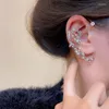 Orecchini sul retro Orecchini con zircone scintillante Fiore Farfalla Clip per osso dell'orecchio per le donne senza gioielli da sposa con polsino con nappa penetrante