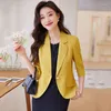 Ternos femininos feminino Blazers Jackets 2023 Primavera de verão de três quartos Manga um botão de terno de jogo All Match Office Ladies Blazer