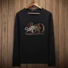 Men's T-shirt Korean Fit 2020 Autumn New Long Sleeve Cheetah Fashion Brand Men's Letter Hot Diamond Black