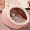 Lits pour chats, meubles, lit grotte pour chiot, avec coussin lavable, cachette douce et chaude, rose mignon et panier pour chien, accessoires pour animaux de compagnie, vaiduryd