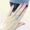 925 Sterling Silver Ring White Gold Sparkling Zirconia Delicate Square Rings for Women Anniversary Engagement Fine Jewelry R12141950618