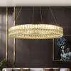 Żyrandole nowoczesne złoto kryształ żyrandol LED do salonu okrągłe luksusowe lampa wisiorka dekoracja domu