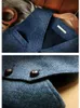 Herenvesten Pakvest Blauw Enkele rij knopen Wollen mengsel Heren Denim Jeans Gilet Jas Slim Fit Casual Formeel Zakelijk 231129