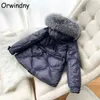 Vestes pour femmes Orwindny cordon mince mode Parkas hiver femmes bureau dame chaud neige porter grand col de fourrure manteaux imperméables femme 231129