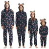 Tenues assorties pour la famille 2023, motif cerf de noël, combinaison à fermeture éclair, salopette de dessin animé, oreilles mignonnes, barboteuse à capuche, look de noël 231129