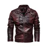 Heren leren kunstleer leren jas heren winterfleece motorfiets kunstleer jas afneembare bontkraag windjack Ropa de Hombre slanke jas 231129