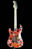 Heavy Relic Edward van Halen Franken Stein Elektro Gitar Beyaz Siyah Çizgili Kırmızı, Floyd Rose Tremolo Köprü Kilitleme Somun, Özel Kayış Düğmesi 258