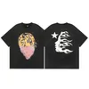 Hellstar Erkekler Tasarımcı T-Shirt Hipster Parker, El El Yıkanmış Gri Yüksek Baskı Erkek ve Kadın Kısa Kollu Yüksek Sokak Moda Retro