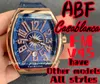 ABF / FM VANGUARD YACHTING V45、44x54mm Sapphire Crystal Glass ETA2824機械的運動、プレミアムゴムストラップ、ダイヤモンド絡み合ったバージョンゴールド