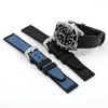 Watch Bands Silicone & Leather Watchstrap 20mm 22mm Rubber Band Black Blue Color Waterpoof Soft Bracelet Men's Women Replacement