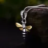 Lotus Fun Momen Real 925 joyería de plata de moda encantador colgante de abeja de miel sin collar cadena para mujeres gota entera V256i