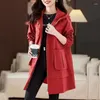 Casacos de Trench das Mulheres Primavera Outono Casaco Mulheres 2023 Moda Coreano Solto Casual Mid Long Hooded Overcoat Feminino Outerwer