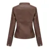 Manteau de moto en simili cuir pour femmes pour femmes veste rouge café Moto Biker fermeture éclair marine violet marron Chaqueta Jaqueta Couro 231129