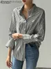 Camicette da donna Camicie ZANZEA Camicetta ampia a righe da ufficio 2023 Colletto rovesciato Top Camicia oversize da donna a maniche lunghe Vintage Button-up Blusa FeminiL231130