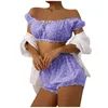 Sexy conjunto moda feminina sexy roupa interior envoltório peito um ombro divertido roupa interior sólido conjunto bodysuit nightie vestido íntimos lenceria 231130