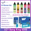 Autentyczny Uzy Bang King 6000 Puff Ujeżdżalne Vape 14 ml wstępnie wypełniona podnośnik 1100 mAh Pufwy akumulatorowe 6K 0%2%3%5%Poziom 10 Smaki