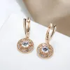 Dangle Earrings Gulkina Fashion Pendant Women's 585 Rose Gold Color Natural Zircon Disc Six Star Daily Exquisite Jewelry