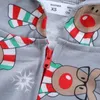 Tenues assorties pour la famille 2023, motif cerf de noël, combinaison à fermeture éclair, salopette de dessin animé, oreilles mignonnes, barboteuse à capuche, look de noël 231129