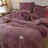 Juegos de ropa de cama Funda nórdica cálida de invierno Cama tamaño Queen King Funda de edredón de lana de coral Manta de franela Funda de edredón de terciopelo Ropa de cama Funda de cama 231130