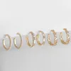 Hoop Earrings Trendy Korea C Shape Imitate Pearl Big For Women Fashion Geometric Round Crystal Rhinestone Charm Jewelry