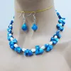 Wedding Jewelry Sets Natural coral pearl necklace earring set Women s summer leisure jewelry 18" 231130