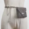 Torby w talii łańcuch plus size fanny opakowania kobiety rhinestone biała czarna mini moneta moneta pomadka Klucz Crossbody PVC Bag na ramię 243G