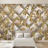 Fond d'écran personnalisé 3D Soft Pattern Golden Pattern European Style Salon Room TV Fond Papiers muraux Home Decor209y