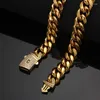 Chains 6-14mm Gold Color Stainless Steel Cuban Miami Necklaces CZ Zircon Box Lock Link Chain For Men Hip Hop Rock Jewelry