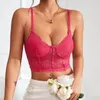 Womens Tanks Basic Corset Sexig rygglös beskuren spets Camisole svart röd vit blå orange lila kaffe 2023 kvinnor topp