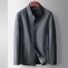 Men's Jackets Men Business Casual Jacket 2023 Autumn In Gray Black Brown Lapels Collar Chic Man Clothing Single Breasted Fashion Male Coat