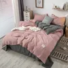 Conjuntos de cama Nordic Bedding Set Simples Folhas Planas Duvet Quilt Cover Fronha Roupa de Cama para Única Rainha Full Size Sólida Home Têxteis 231129
