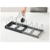 Pot Lid Holders Retractable Pot Lid Rack Stainless Steel Spoon Holder Shelf Cooking Dish Drainer Drying Rack Kitchen Organizer Pan Cover Stand 231129