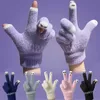 Pięć palców Rękawiczki Śliczne panda opuszki palca ciepłe kobiety dziewczyny zimowe puszyste dzianinowe rękawiczki na wełnianie ekranu dotykowego Pełny palcem rękawiczki 231130