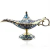 22 cm élégant Vintage métal sculpté Aladdin lampe éclairage thé huile Pot décoration chiffres économie Collection Arts artisanat cadeau 2110292669