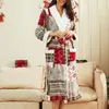 Vêtements de nuit pour femmes Robe de Noël d'hiver Femmes Imprimer Cartoon Flanelle Peignoir Père Noël Chemise de nuit Femme Épaissir Homewear Kimono Loungewear
